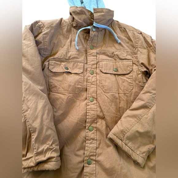 Men’s open Trail tan full quilted jacket with front snaps & hood. Size Medium - Picture 2 of 9